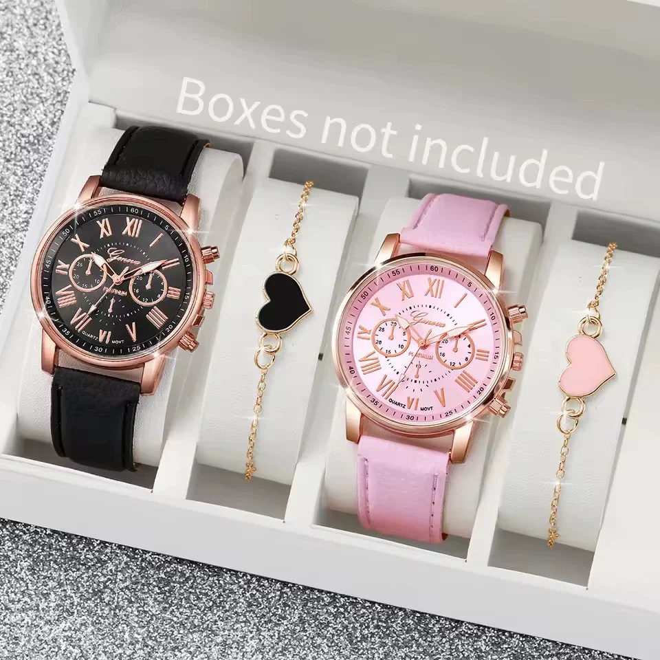 Ladies Casual Alloy Case Imitation Leather Strap Stainless Steel Buckle Round Dial Watch - Image 7