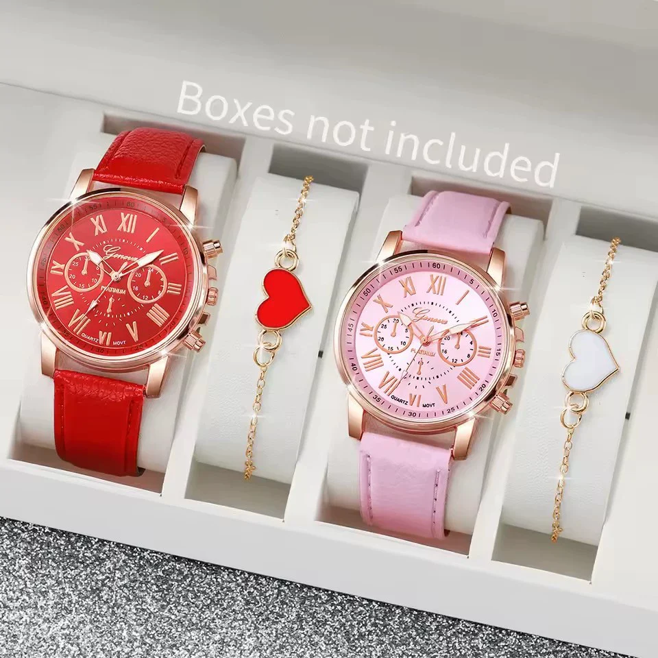 Ladies Casual Alloy Case Imitation Leather Strap Stainless Steel Buckle Round Dial Watch - Image 9
