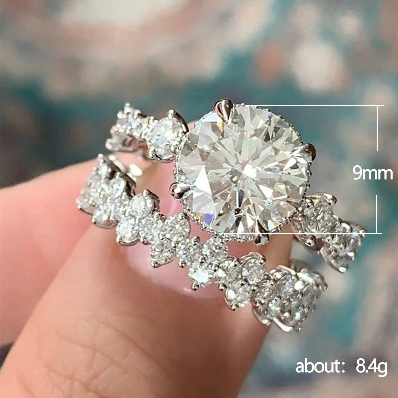 Ladies Engagement Ring Copper Zircon Geometric Style - Image 5