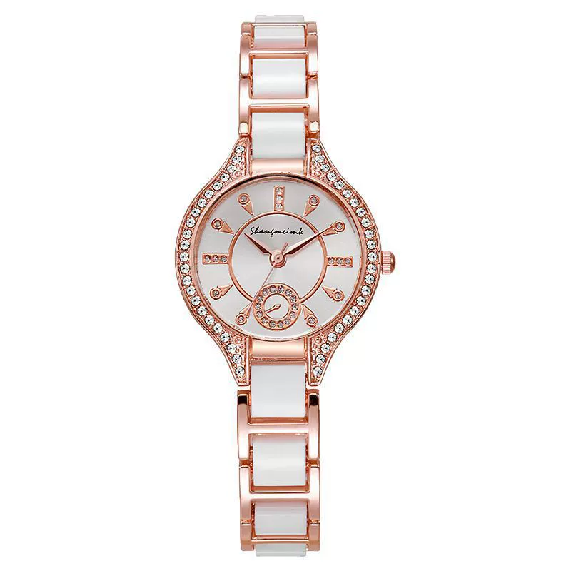 Ladies Fashion Alloy Ceramic Quartz Watch With Steel Band And Round Dial - Image 5