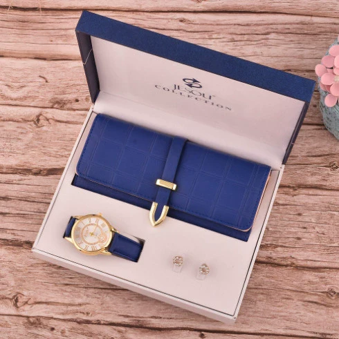 Ladies Fashion Elegant Leather Wallet Watch Earrings In Gift Box Modern Simplicity Style - Image 7