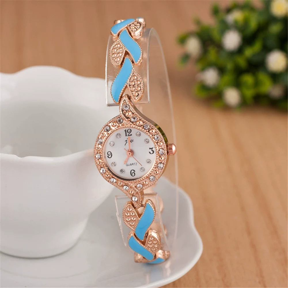 Ladies Fashion Leaf Bracelet Quartz Wrist Watch Alloy Material Round Dial - Image 10