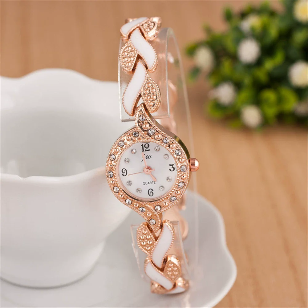 Ladies Fashion Leaf Bracelet Quartz Wrist Watch Alloy Material Round Dial - Image 6