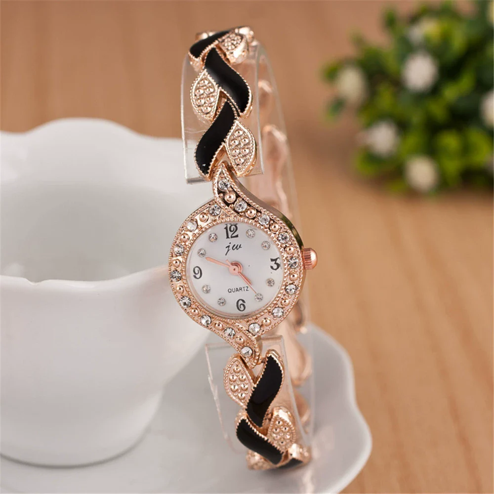 Ladies Fashion Leaf Bracelet Quartz Wrist Watch Alloy Material Round Dial - Image 9