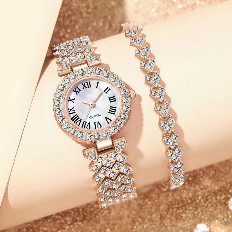 Ladies Fashion Metal Alloy Titanium Watch Round Dial Quartz Bracelet