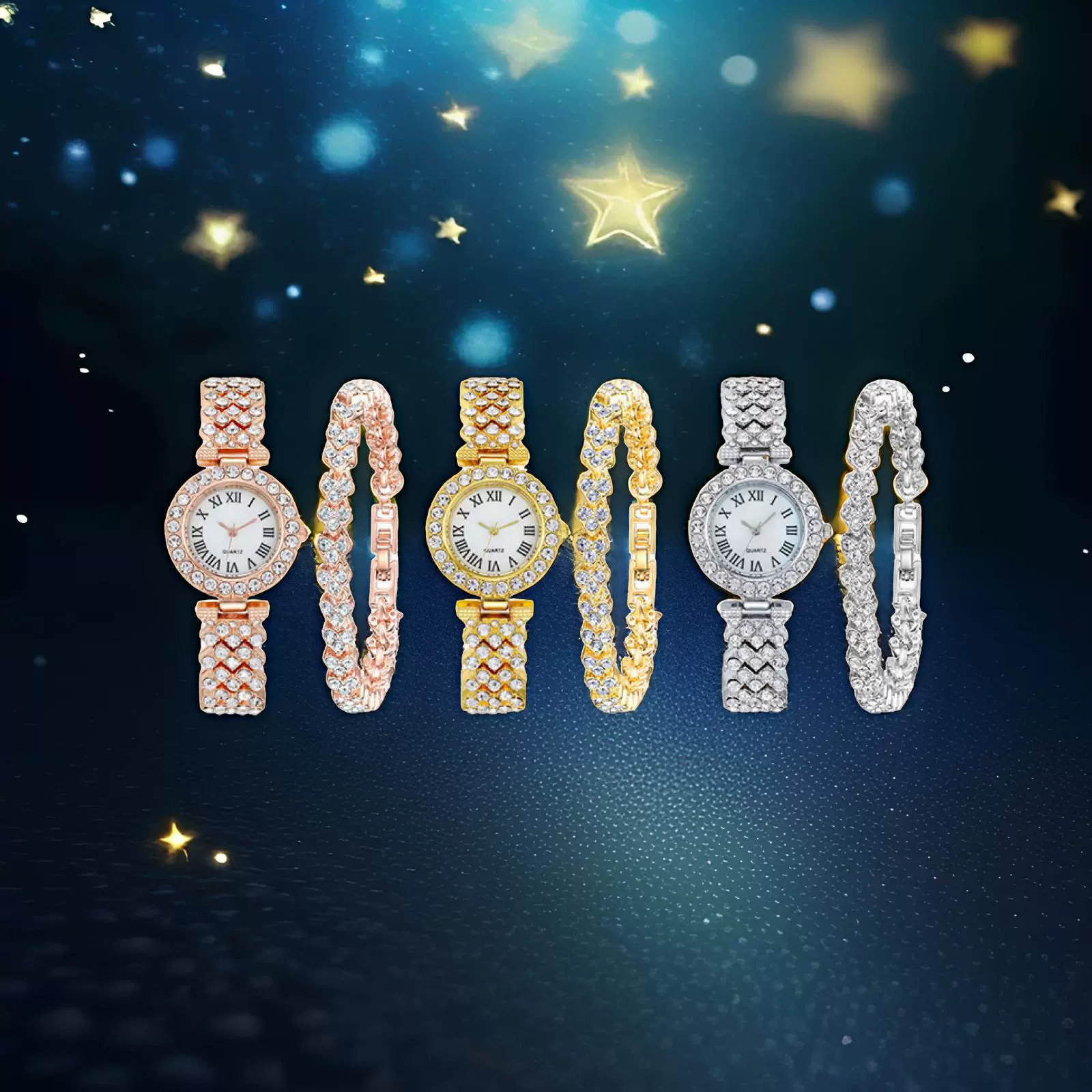 Ladies Fashion Metal Alloy Titanium Watch Round Dial Quartz Bracelet - Image 2