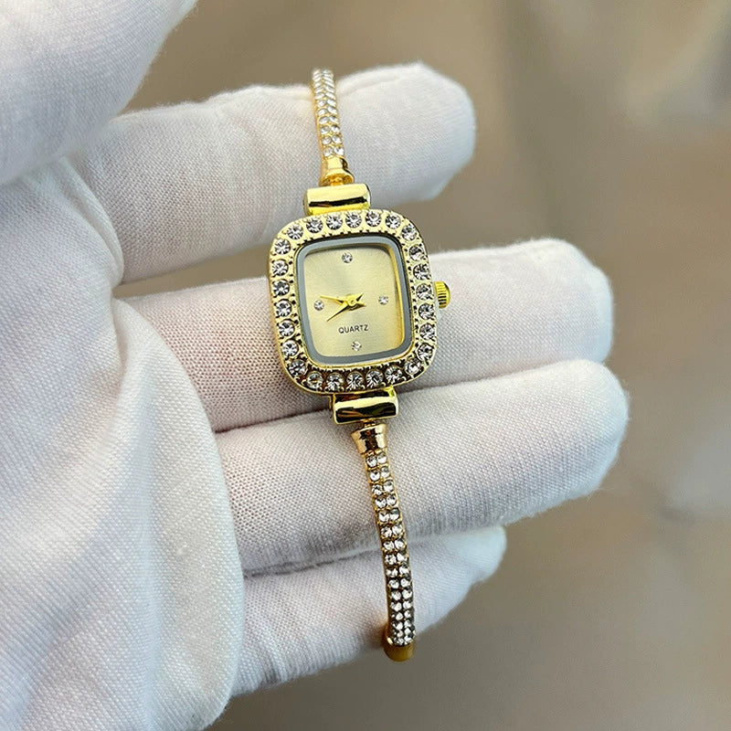 Ladies Fashion Metal And Genuine Leather Square Quartz Watch - Image 2