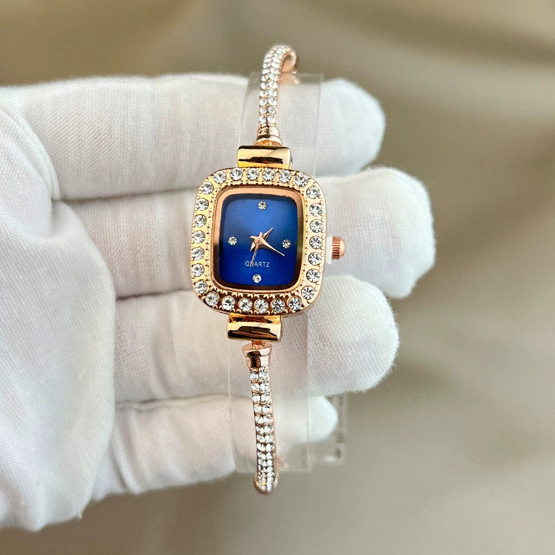 Ladies Fashion Metal And Genuine Leather Square Quartz Watch - Image 3