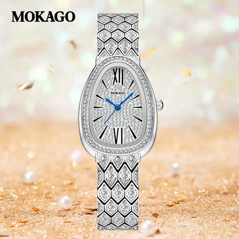 Ladies Fashion Snake Quartz Watch With Copper Band And Zinc Alloy Case