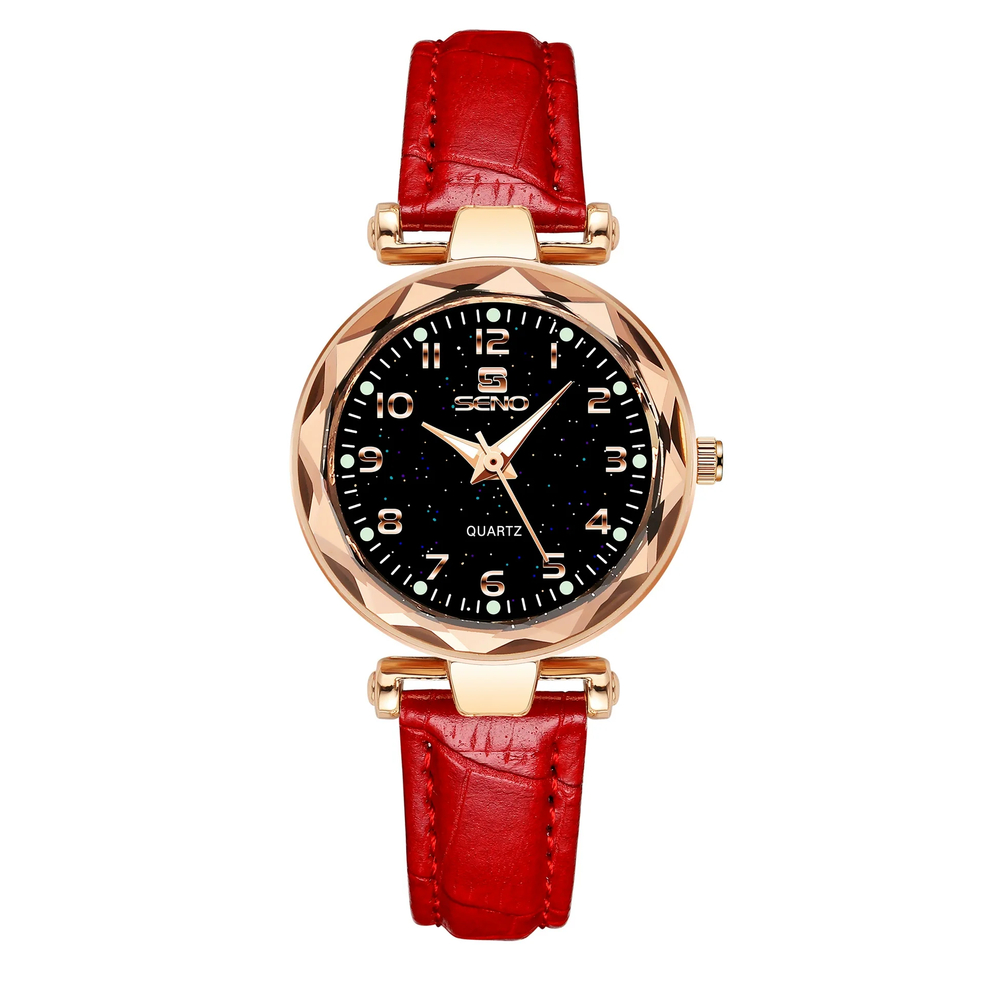 Ladies Fashion Waterproof Quartz Watch With Round Dial Metal Case Imitation Leather Strap And Stainless Steel Clasp - Image 4