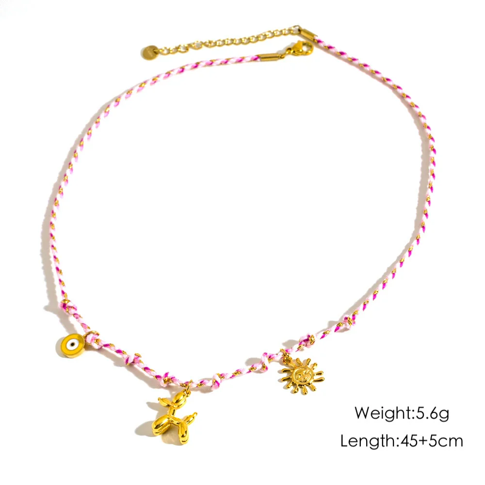Ladies Handmade Stainless Steel And Titanium Steel Rope Chain Multi Pendant Light Luxury Geometric Necklace - Image 10
