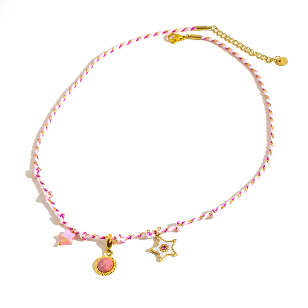 Ladies Handmade Stainless Steel And Titanium Steel Rope Chain Multi Pendant Light Luxury Geometric Necklace - Image 5