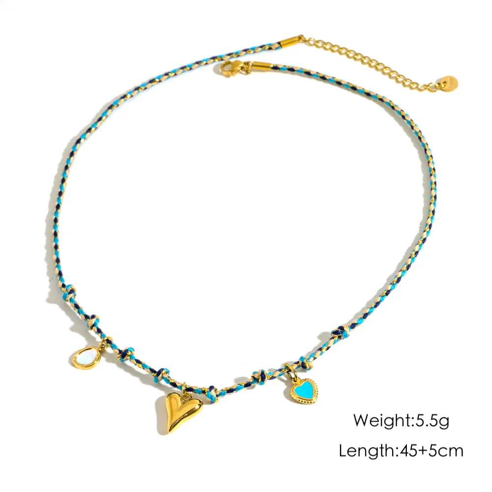 Ladies Handmade Stainless Steel And Titanium Steel Rope Chain Multi Pendant Light Luxury Geometric Necklace - Image 9