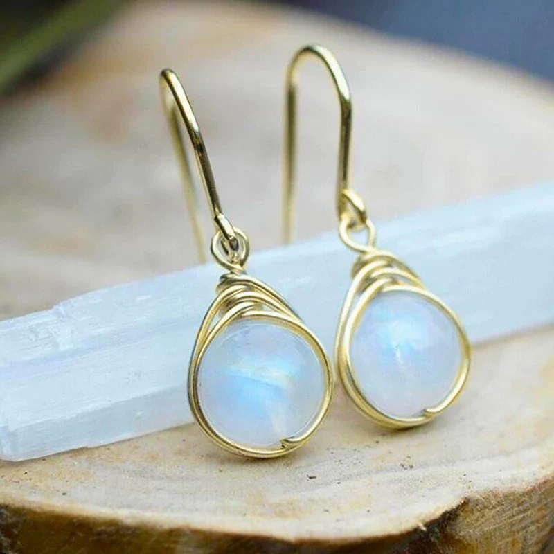 Ladies Iron Geometric Zircon Earrings - Image 3