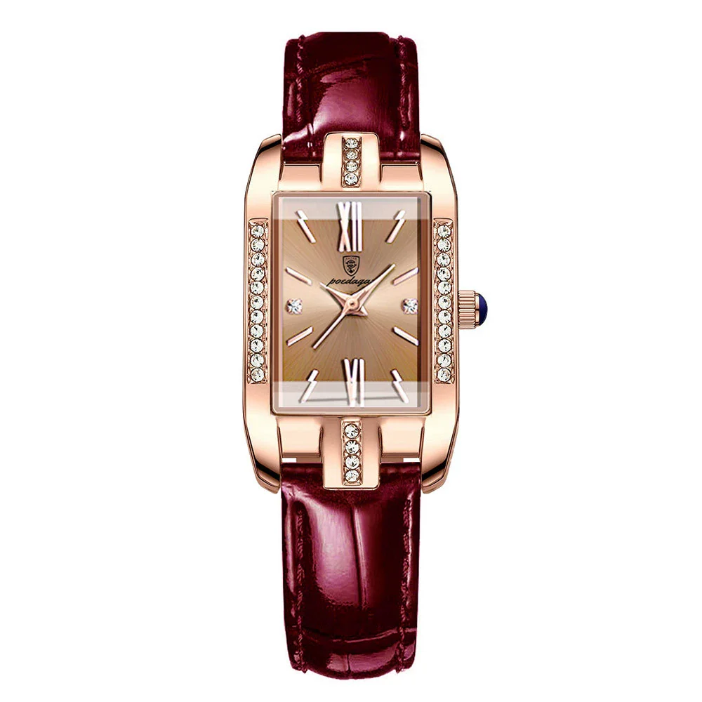 Ladies Leisure Ultrathin Square Alloy Leather Belt Watch With Mineral Strengthened Glass Mirror And Stainless Steel Pin Buckle - Image 4