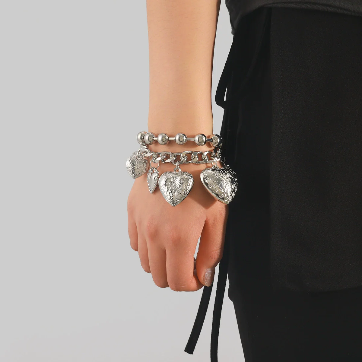 Ladies Love Pendant Charm Bracelet Twopiece Zinc Alloy Electroplated - Image 2