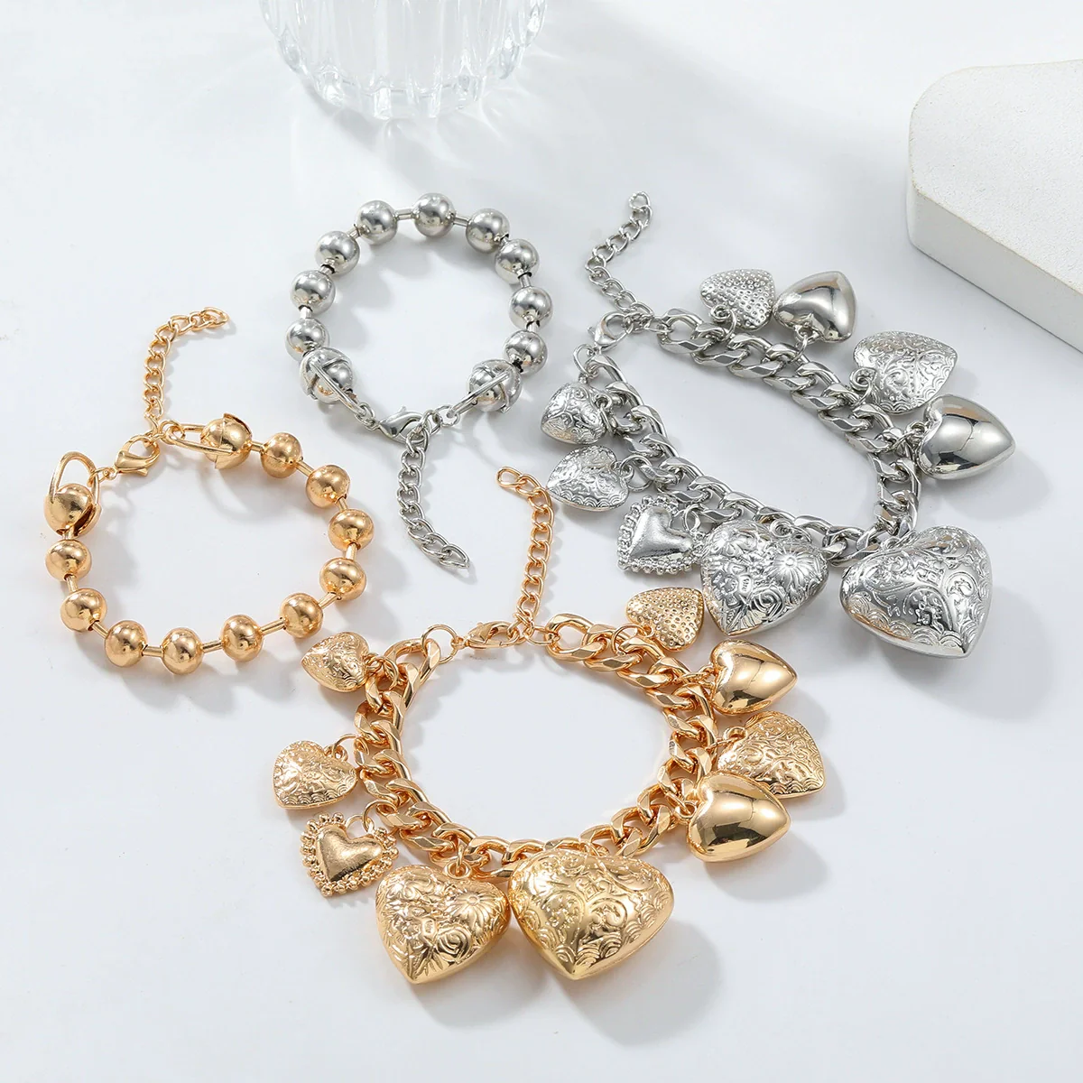 Ladies Love Pendant Charm Bracelet Twopiece Zinc Alloy Electroplated - Image 3