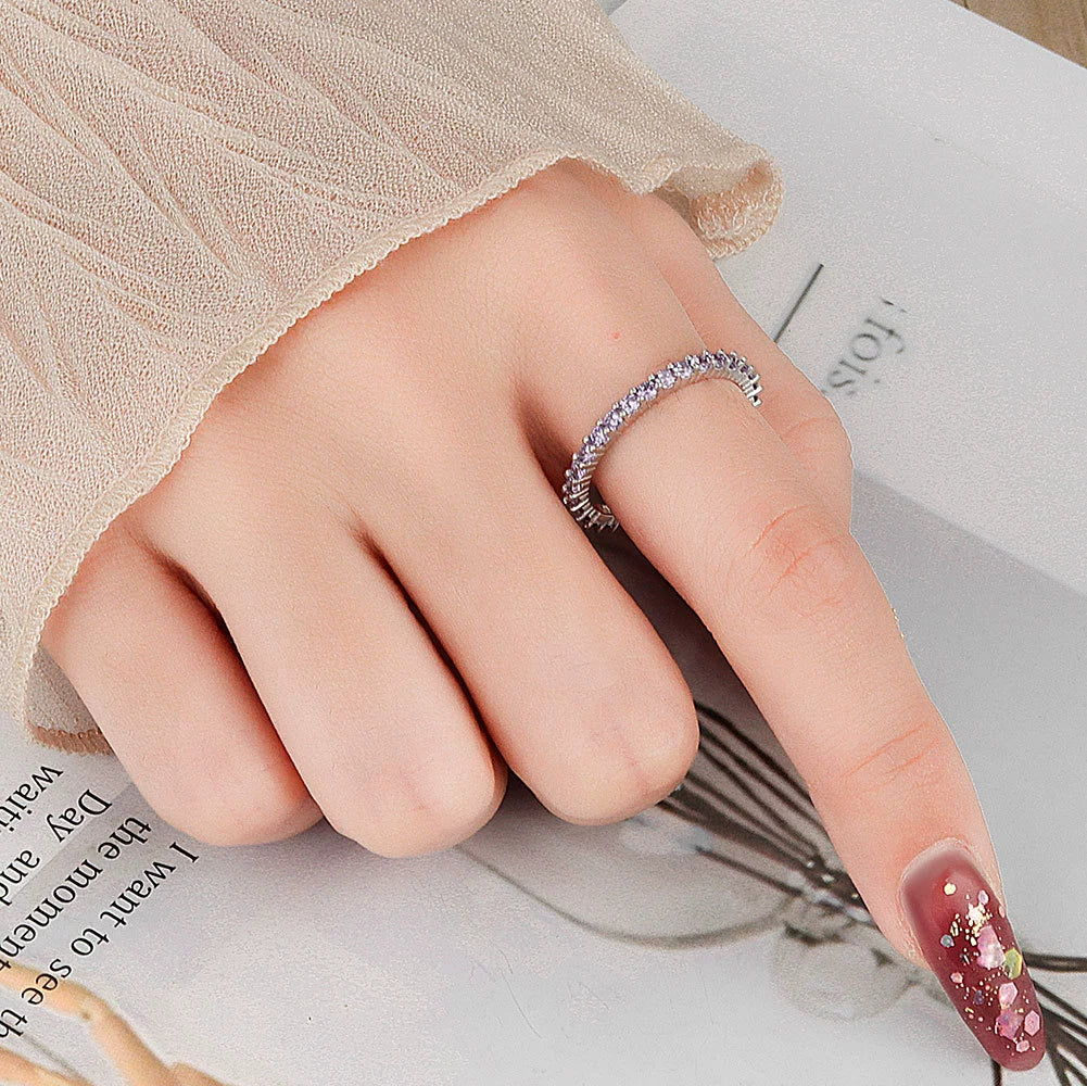 Ladies Luxury Amethyst Row Diamond Ring Copper Minimalist The Crown Style - Image 2