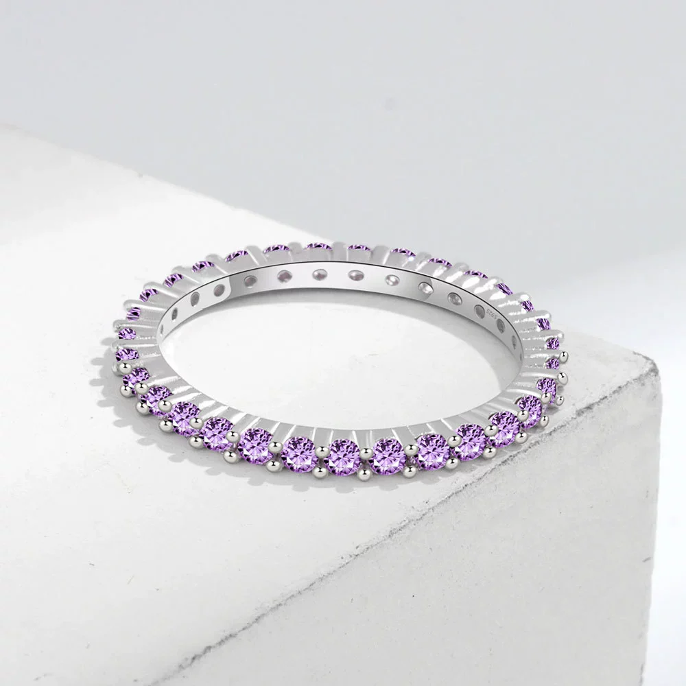 Ladies Luxury Amethyst Row Diamond Ring Copper Minimalist The Crown Style - Image 3