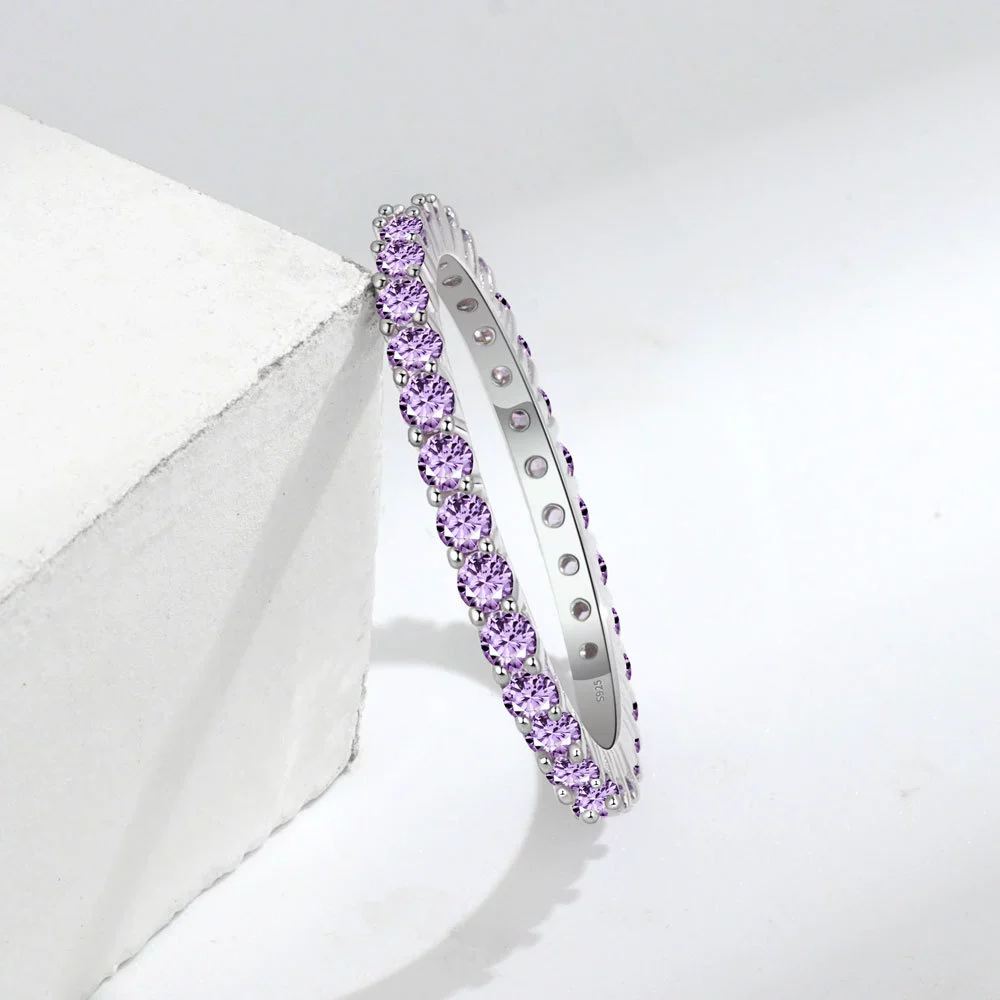 Ladies Luxury Amethyst Row Diamond Ring Copper Minimalist The Crown Style - Image 4