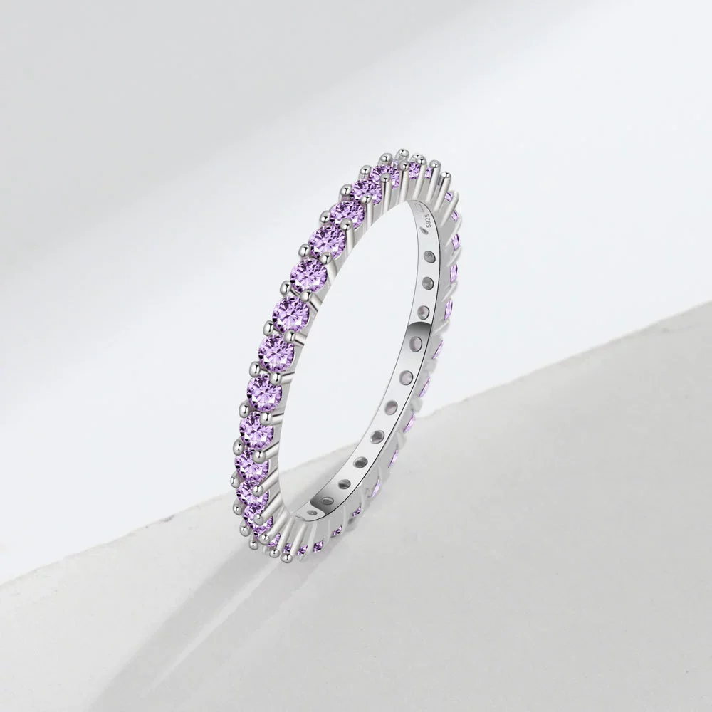 Ladies Luxury Amethyst Row Diamond Ring Copper Minimalist The Crown Style - Image 6