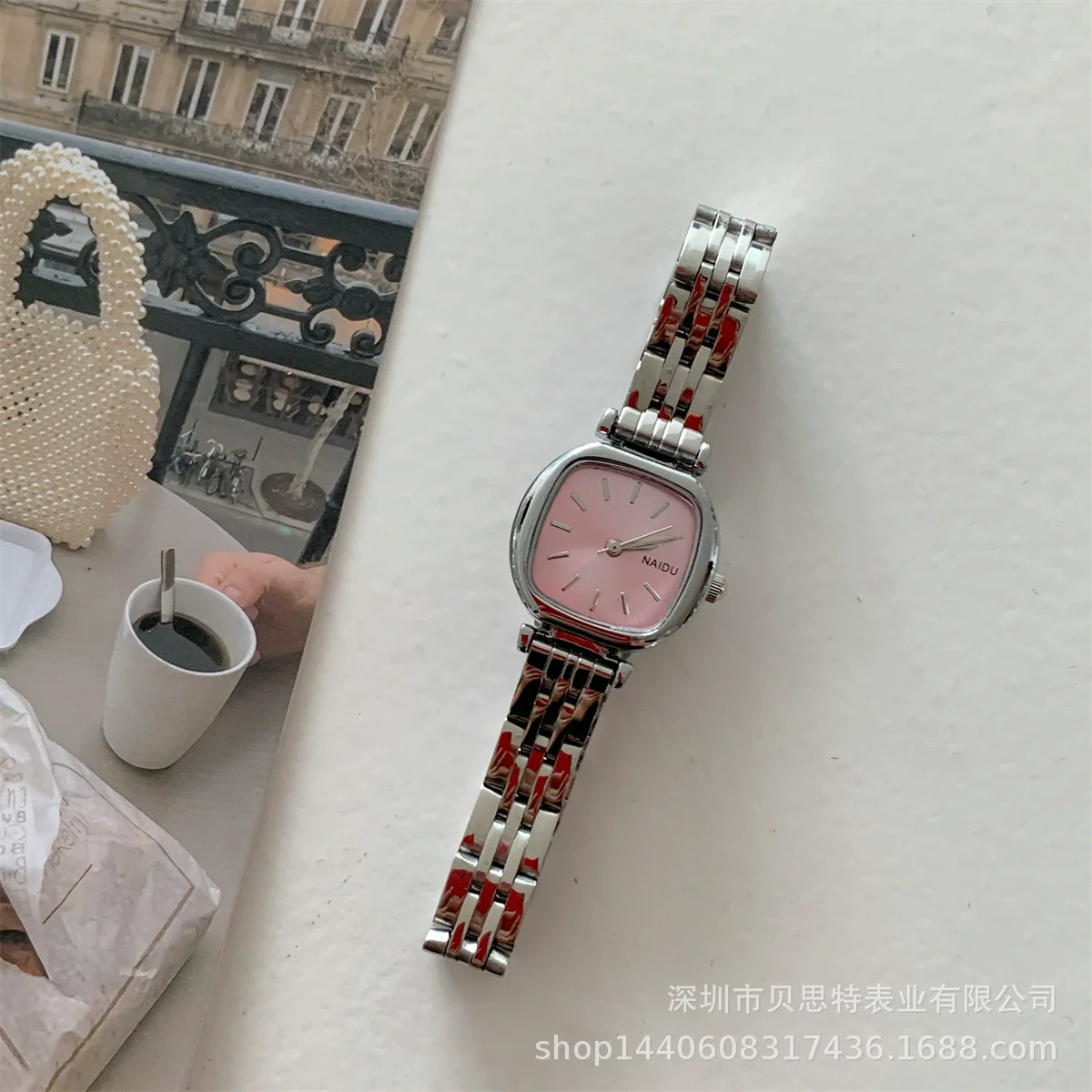 Ladies Metal Square Dial Fashion Casual Quartz Watch With Steel Band - Image 2