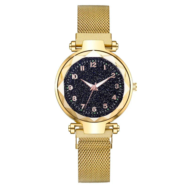 Ladies Metal Strap Fashionable Magnet Digital Starry Sky Round Dial Watch - Image 12