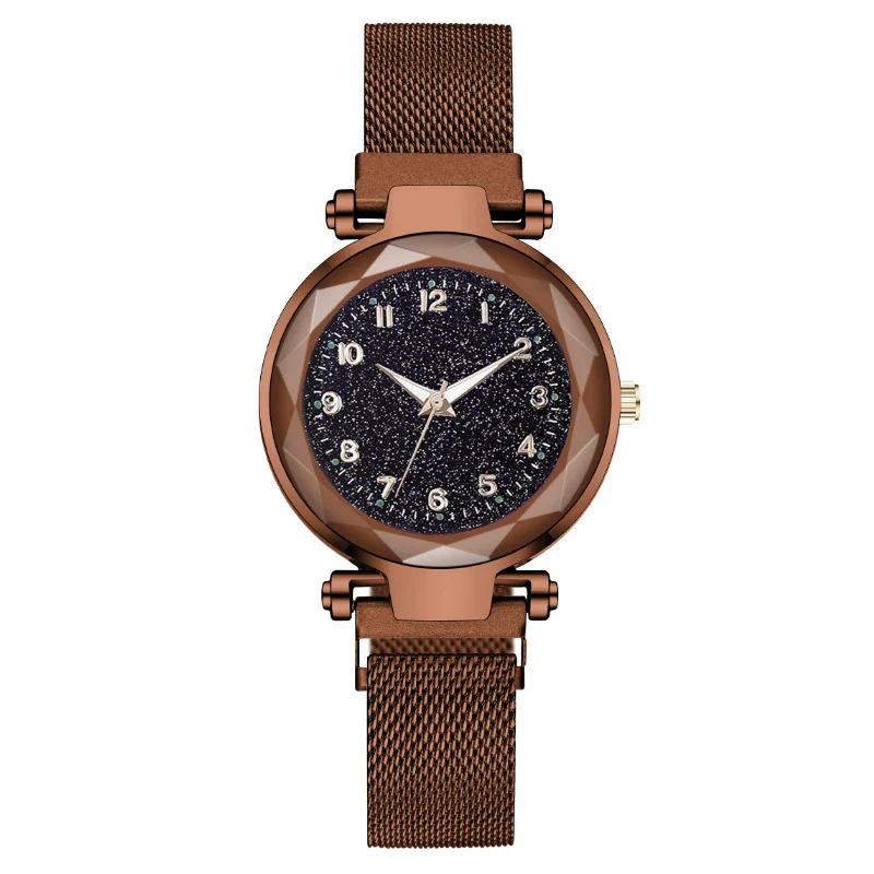 Ladies Metal Strap Fashionable Magnet Digital Starry Sky Round Dial Watch - Image 13