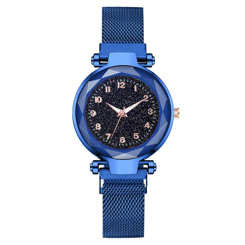 Ladies Metal Strap Fashionable Magnet Digital Starry Sky Round Dial Watch - Image 5