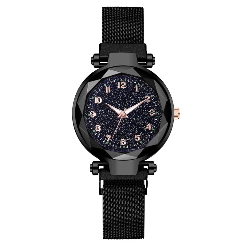 Ladies Metal Strap Fashionable Magnet Digital Starry Sky Round Dial Watch - Image 9