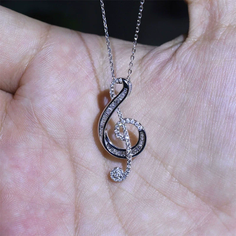 Ladies Pendant Necklace Copper Mixed Gem Inlay Zircon Geometric Ochain - Image 2