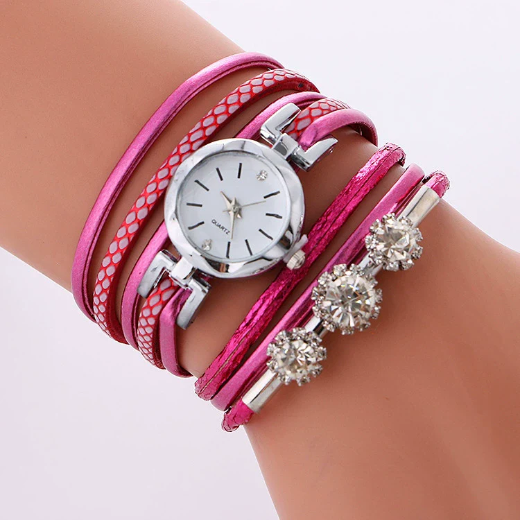 Ladies Quartz Bracelet Watch Alloy Case Imitation Leather Strap Round Dial Stainless Steel Clasp Leisure Style - Image 10