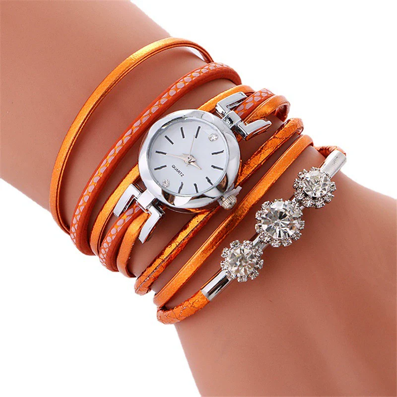 Ladies Quartz Bracelet Watch Alloy Case Imitation Leather Strap Round Dial Stainless Steel Clasp Leisure Style - Image 5
