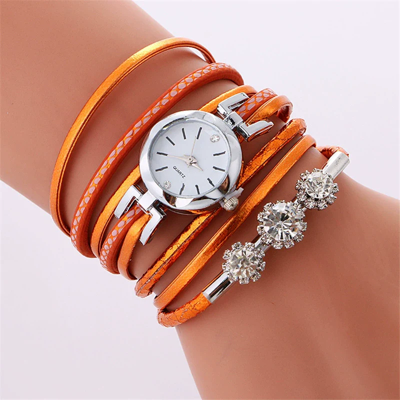 Ladies Quartz Bracelet Watch Alloy Case Imitation Leather Strap Round Dial Stainless Steel Clasp Leisure Style - Image 8