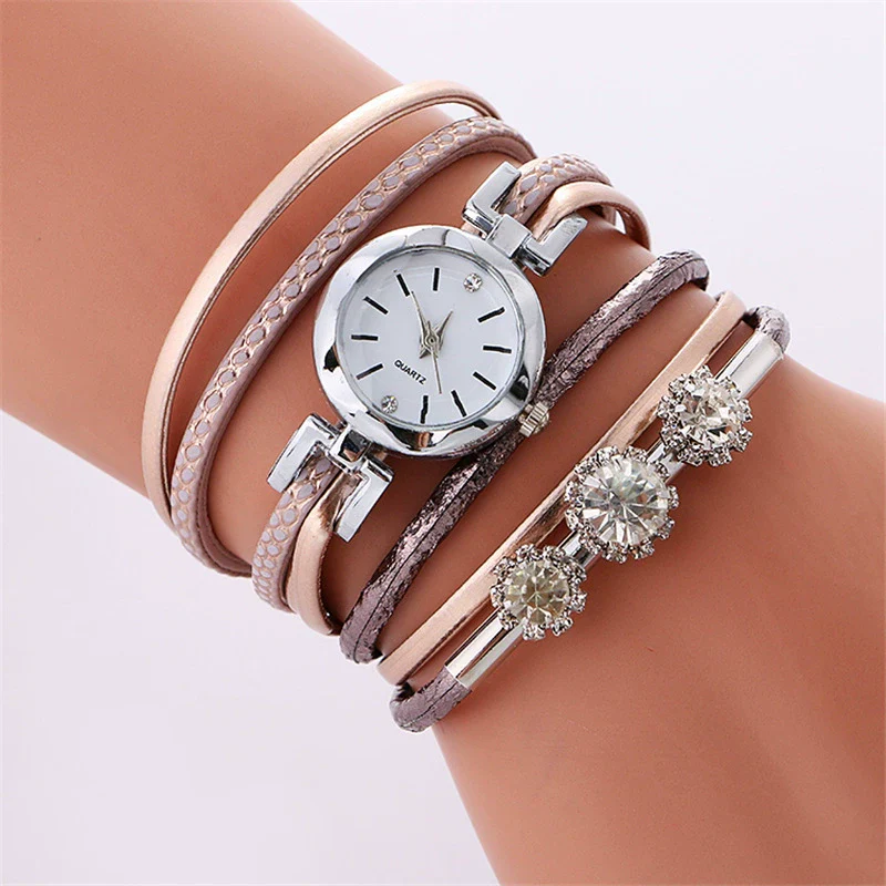 Ladies Quartz Bracelet Watch Alloy Case Imitation Leather Strap Round Dial Stainless Steel Clasp Leisure Style - Image 9