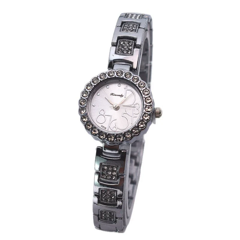 Ladies Quartz Bracelet Watch Flower Shaped Alloy Encrusted With Diamond Leisure Style - Image 5