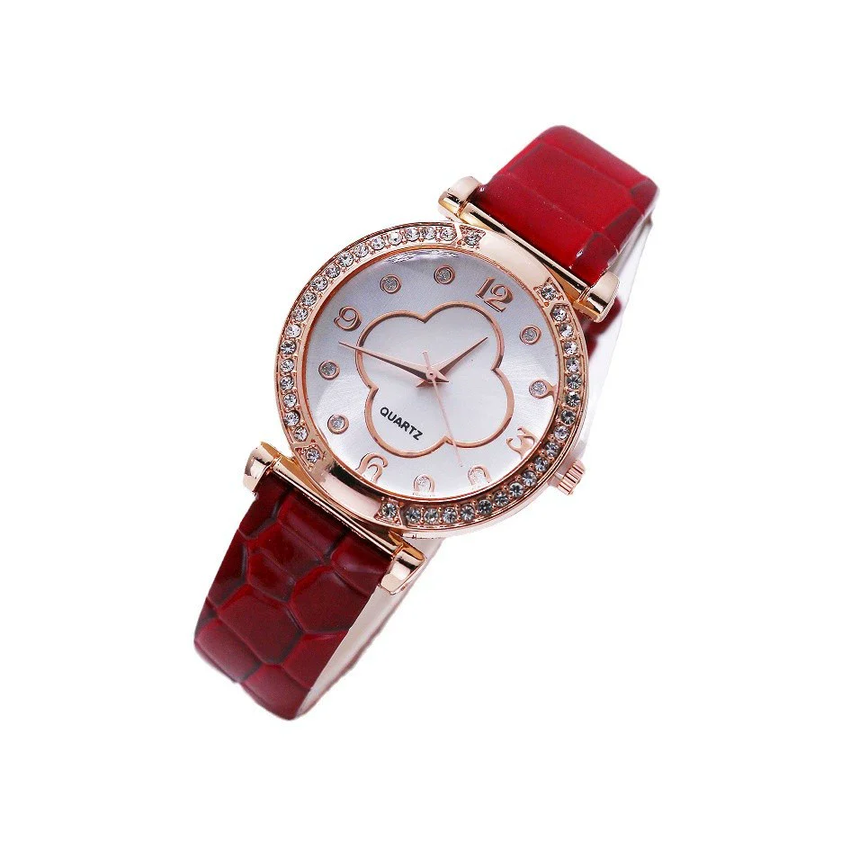 Ladies Quartz Leather And Alloy Watch With Fourleaf Clover Design Pu Strap Stainless Steel Buckle Round Dial - Image 5
