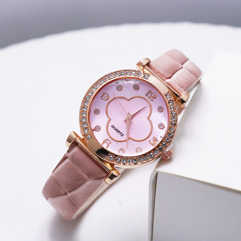 Ladies Quartz Leather And Alloy Watch With Fourleaf Clover Design Pu Strap Stainless Steel Buckle Round Dial - Image 7