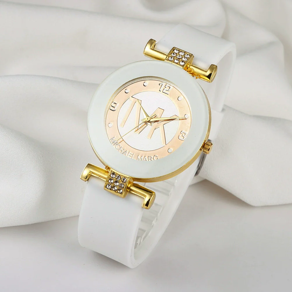 Ladies Quartz Watch Alloy Case Silicone Strap Stainless Steel Clasp Round Dial Leisure Style - Image 3