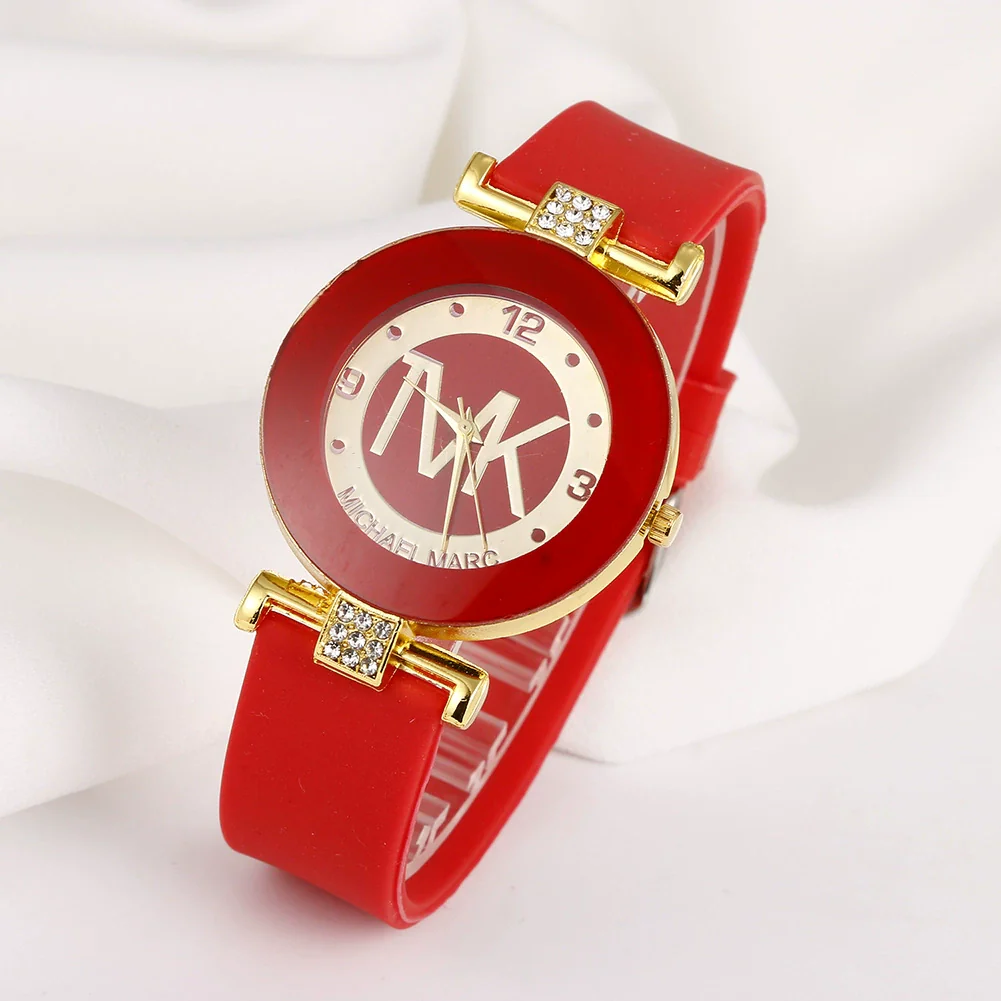 Ladies Quartz Watch Alloy Case Silicone Strap Stainless Steel Clasp Round Dial Leisure Style - Image 4