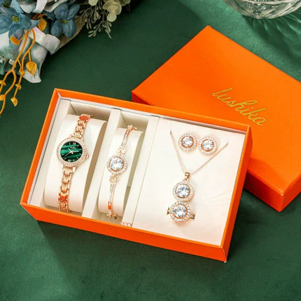 Ladies Quartz Watch And Bracelet Set Alloy Stainless Steel Round Dial Leisure Style Full Diamond - Image 12