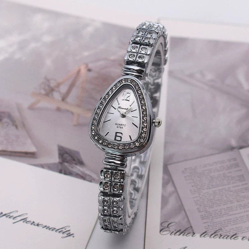 Ladies Quartz Watch Snakeshaped Flowershaped Alloy Imitation Ceramic - Image 6