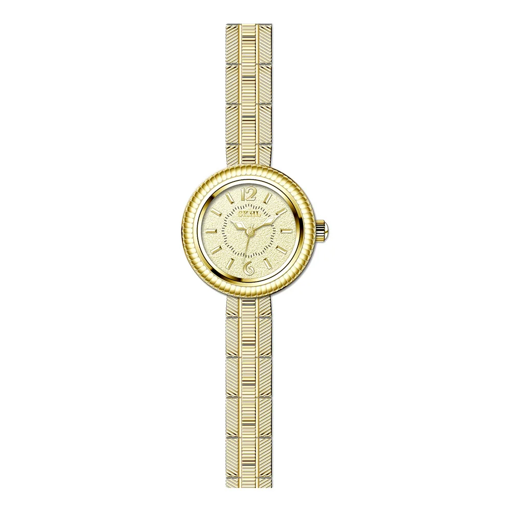 Ladies Retro Small Gold Alloy Wrist Watch With Round Dial And Medieval Style - Image 6