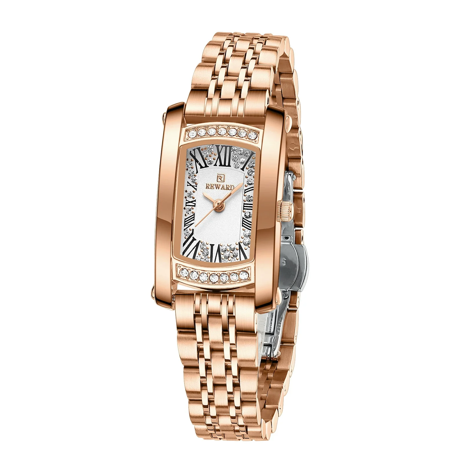 Ladies Square Quartz Watch Alloy Case Mineral Strengthened Glass Mirror Stainless Steel Strap Light Luxury Fashion Exquisite Waterproof