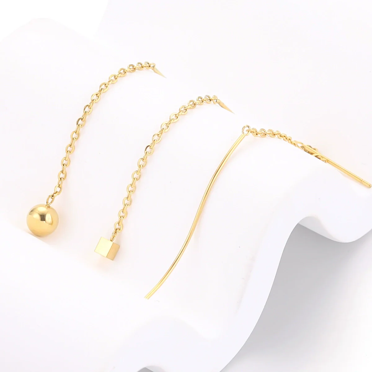 Ladies Stainless Steel And Titanium Steel Earrings With Cross Chain And Electroplating Treatment Jewelry Accessories - Image 3