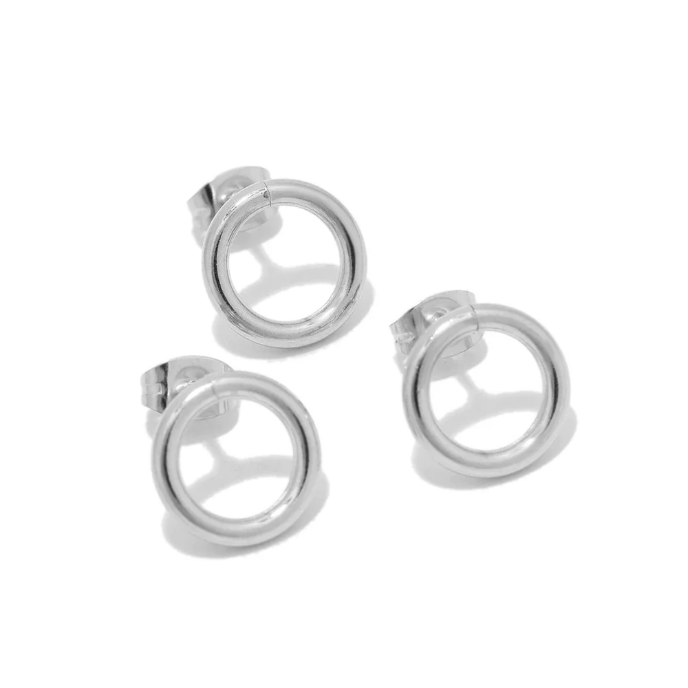 Ladies Stainless Steel Geometric Round Hollow Electroplated Earrings - Image 4