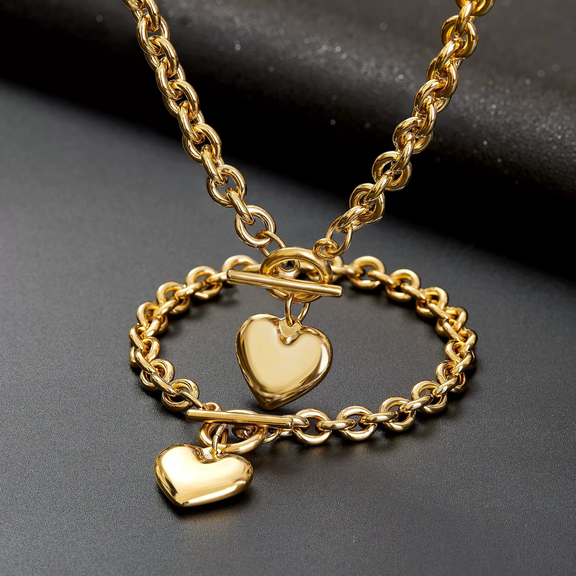 Ladies Stainless Steel Heartshaped Accessories Set With Polishing Treatment - Image 2