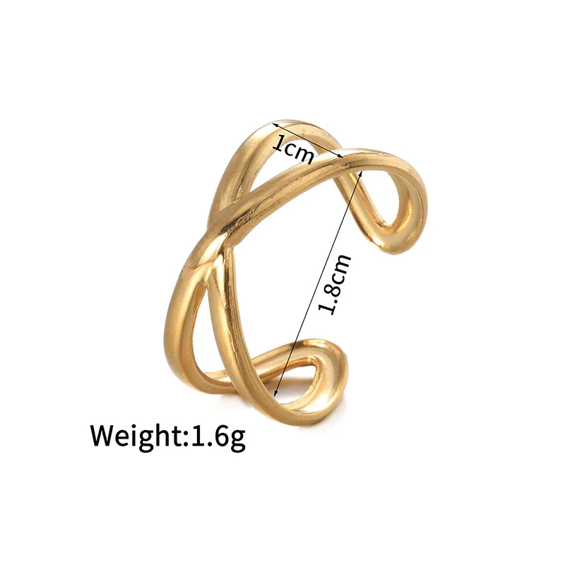 Ladies Titanium Steel And Stainless Steel Irregular Geometric Ring With 18K Gold Plated Electroplating Style - Image 15