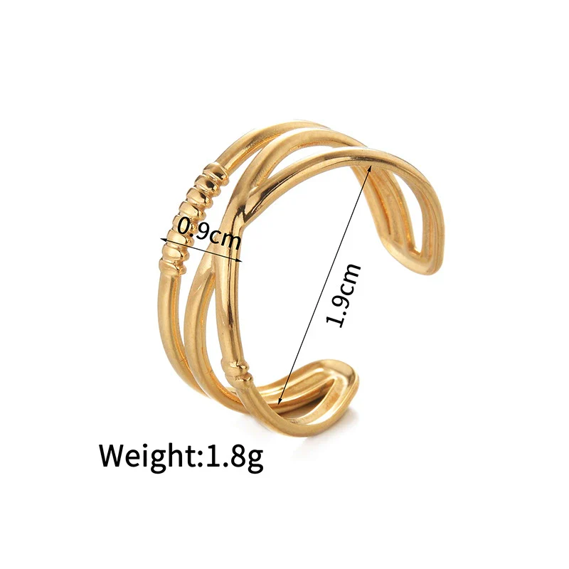 Ladies Titanium Steel And Stainless Steel Irregular Geometric Ring With 18K Gold Plated Electroplating Style - Image 16