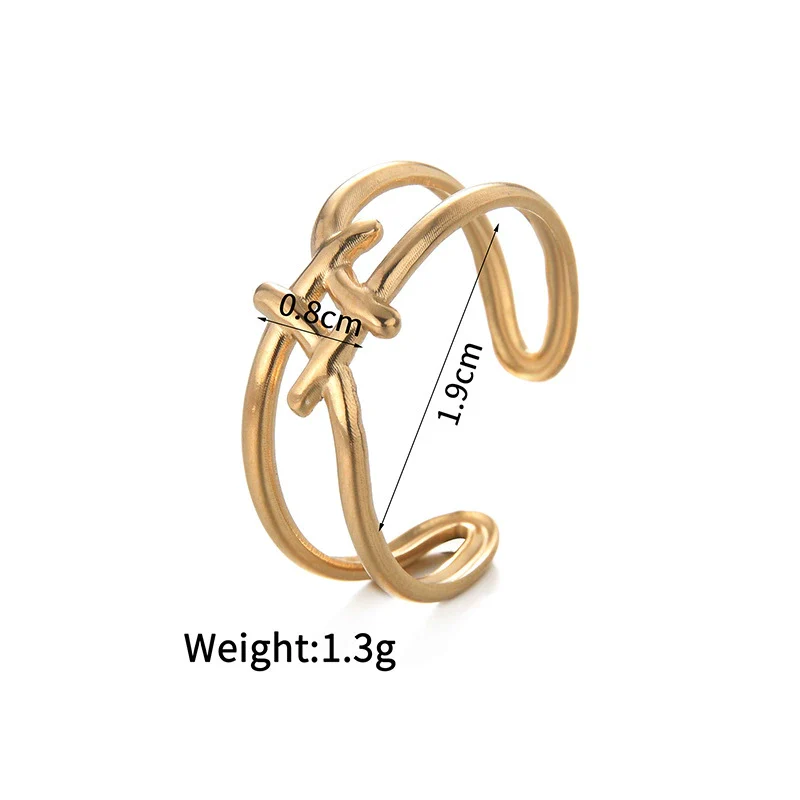 Ladies Titanium Steel And Stainless Steel Irregular Geometric Ring With 18K Gold Plated Electroplating Style - Image 18